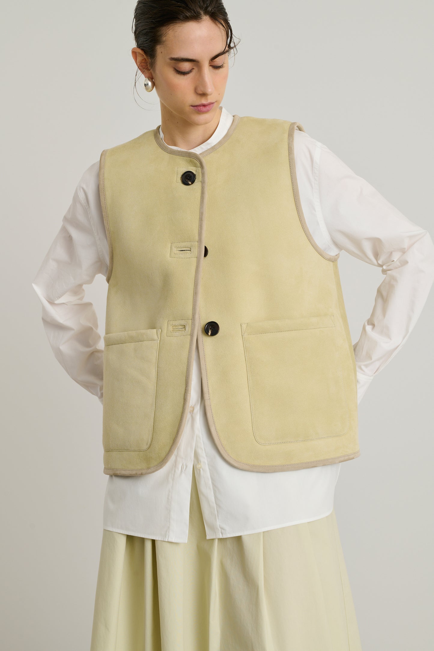 Blouson Duomo - Craie - Cuir - Femme