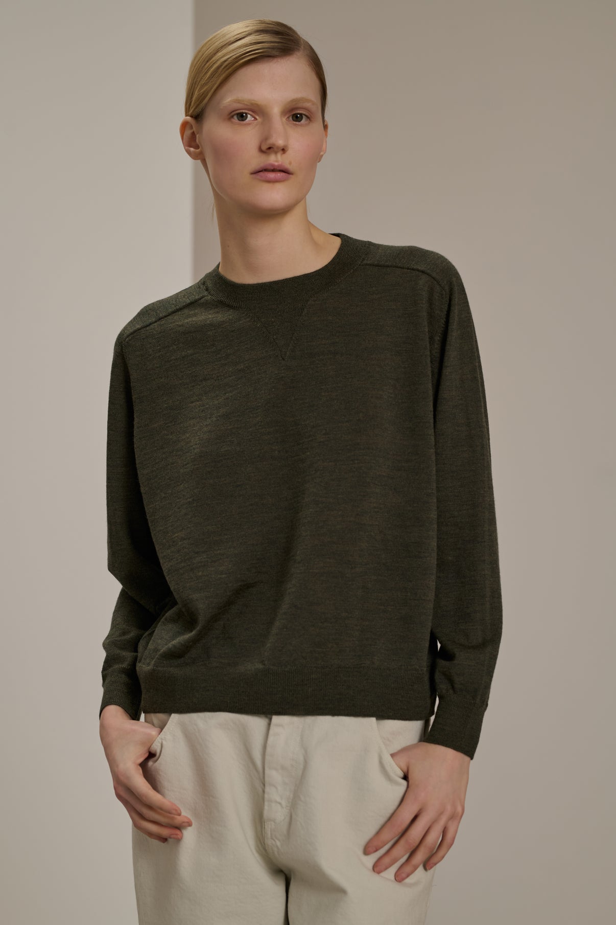 Pull Ace - Kaki - Laine - Femme vue 1
